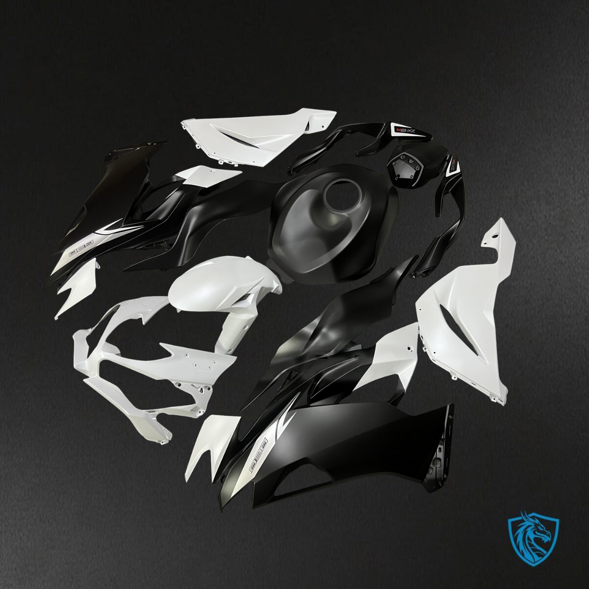 Kawasaki ZX6R (2019-2023) Matte Black & White - Replacement Motorcycle Fairings Kit