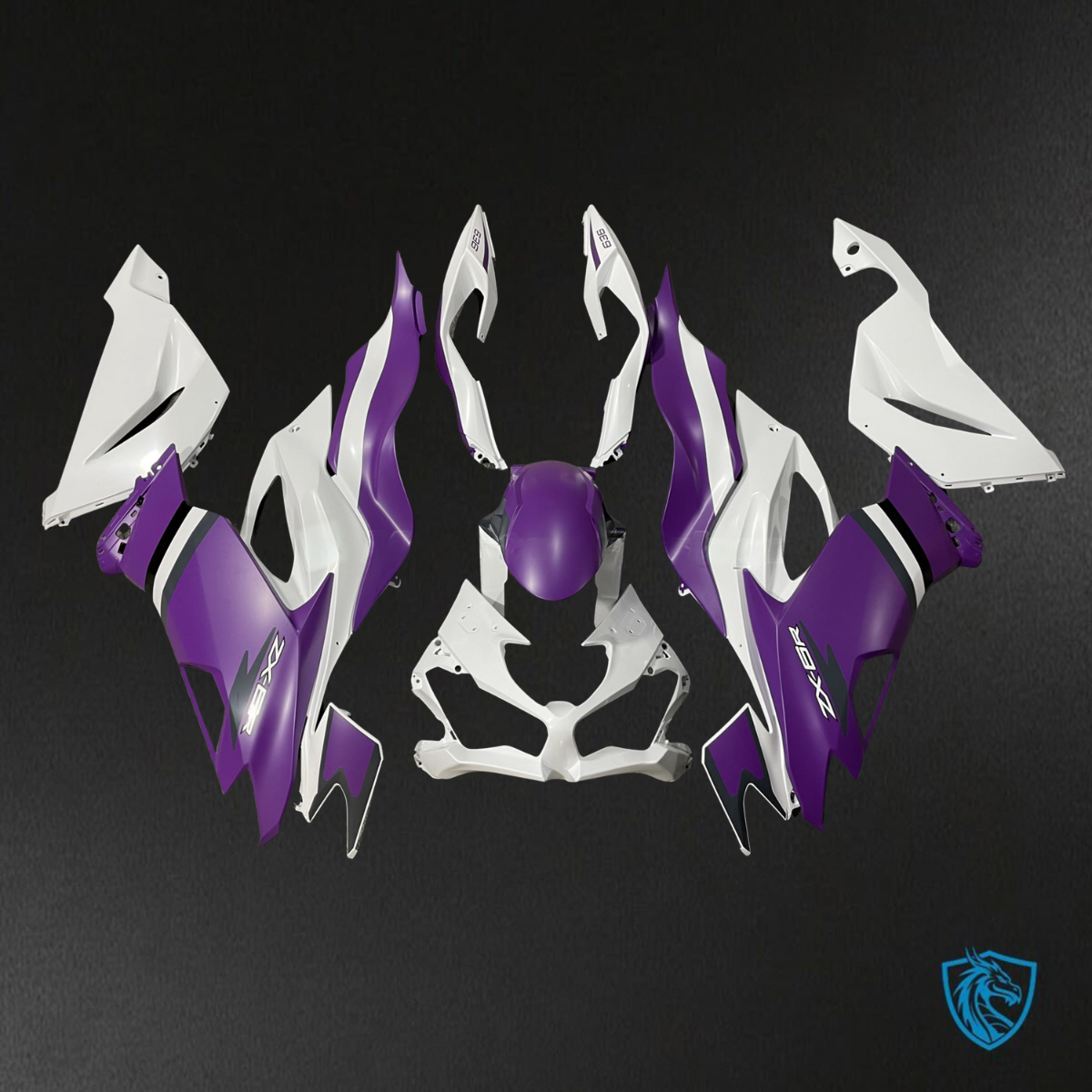 Kawasaki ZX6R (2019-2023) Matte Purple & White - Replacement Motorcycle Fairings Kit
