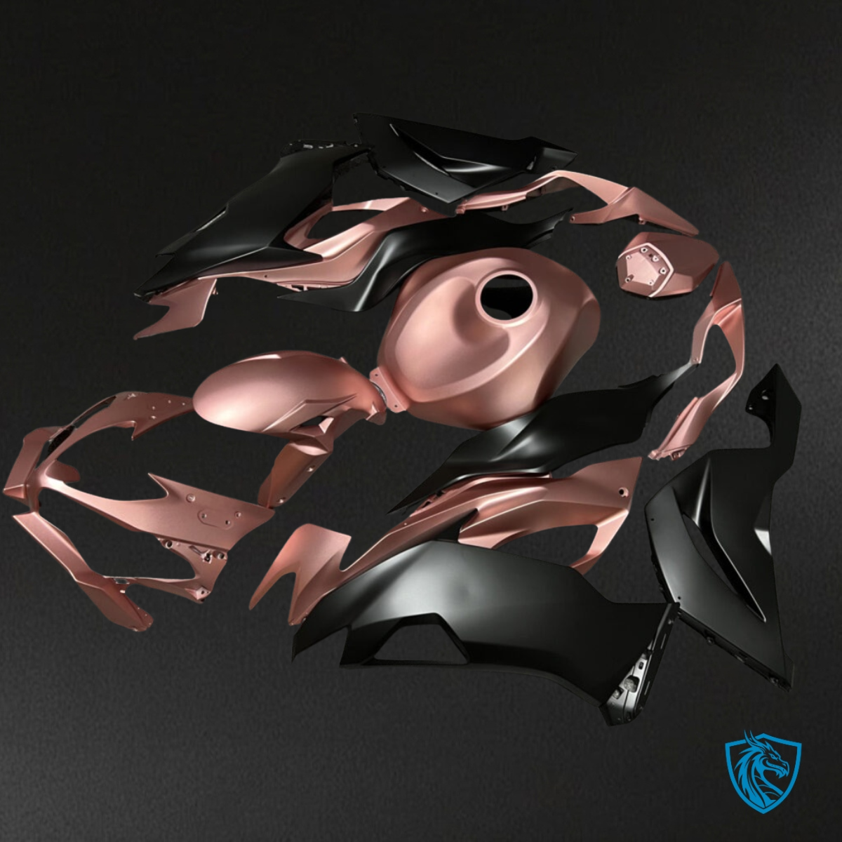 Kawasaki ZX6R (2019-2023) Matte Rose Gold & Black Fairing Kit - Aftermarket ABS Bodywork