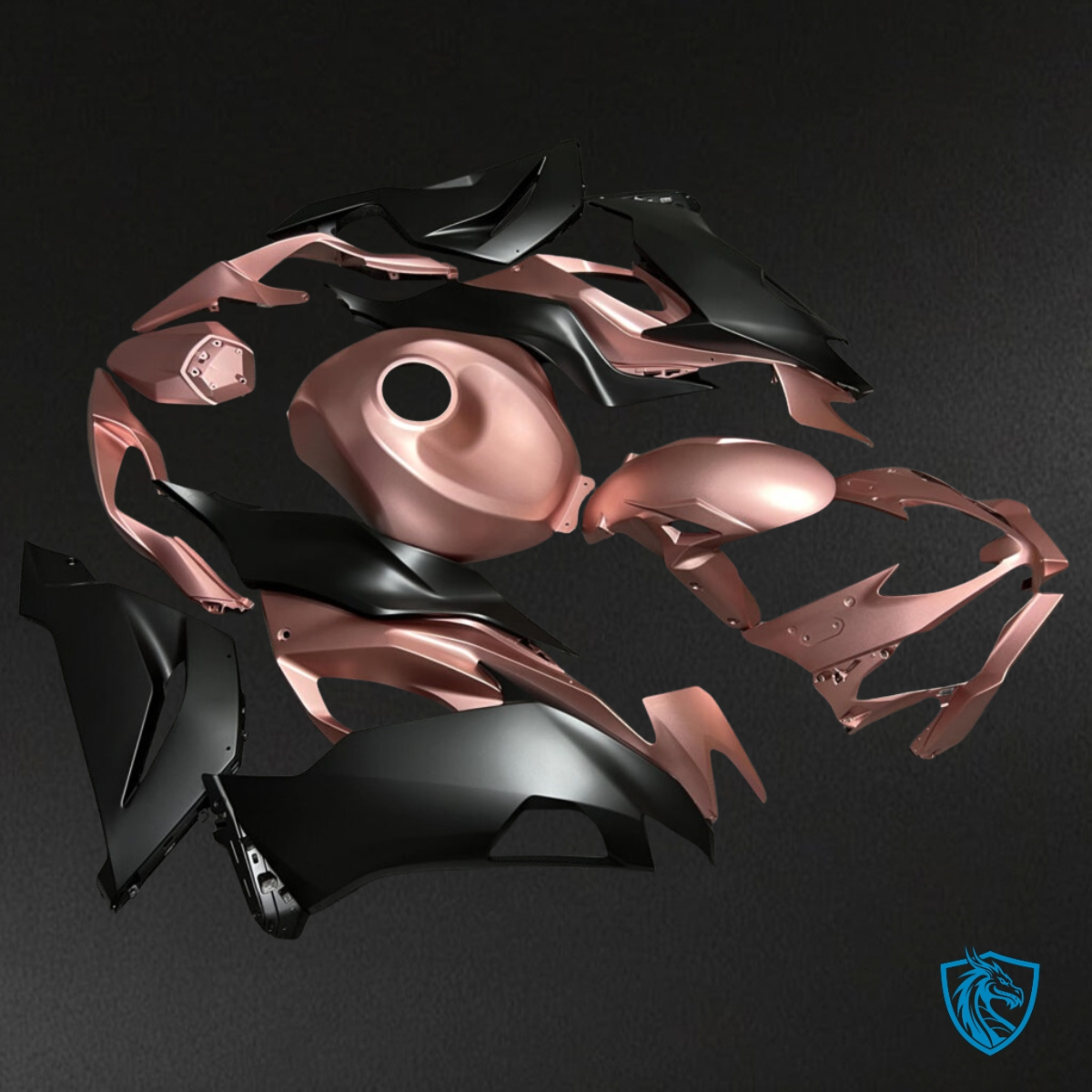 Kawasaki ZX6R (2019-2023) Matte Rose Gold & Black Fairing Kit - Aftermarket ABS Bodywork