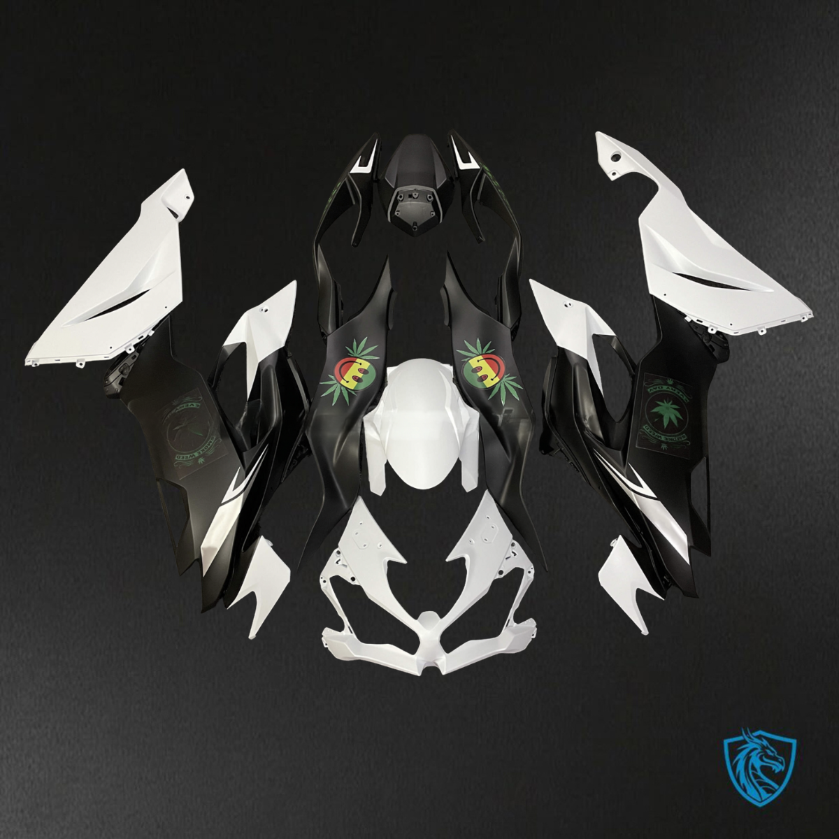 Kawasaki ZX6R (2019-2023) Matte White & Black - Custom ABS Fairing Kit