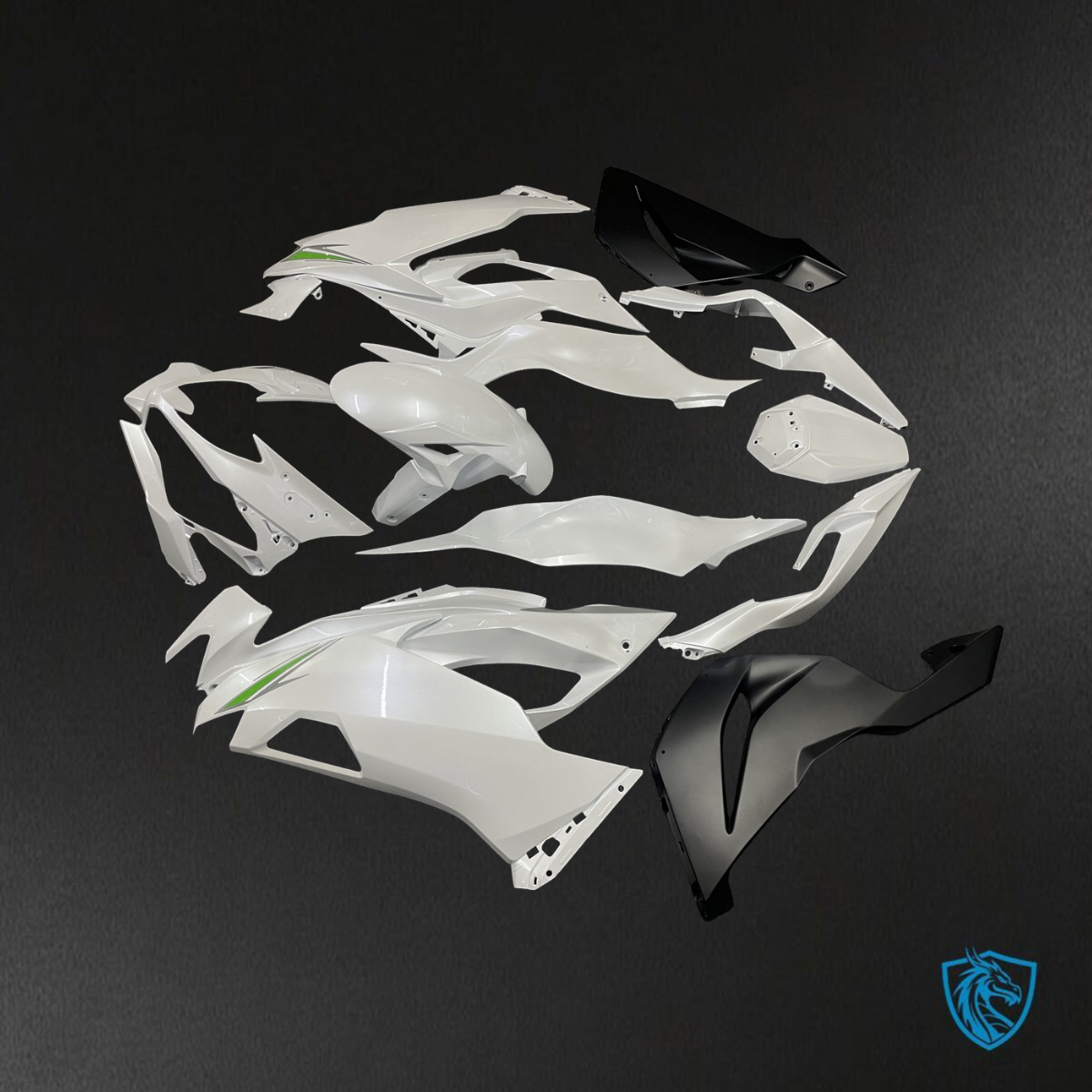 Kawasaki ZX6R (2019-2023) Pearl White & Matte Black - Replacement Motorcycle Fairings Kit