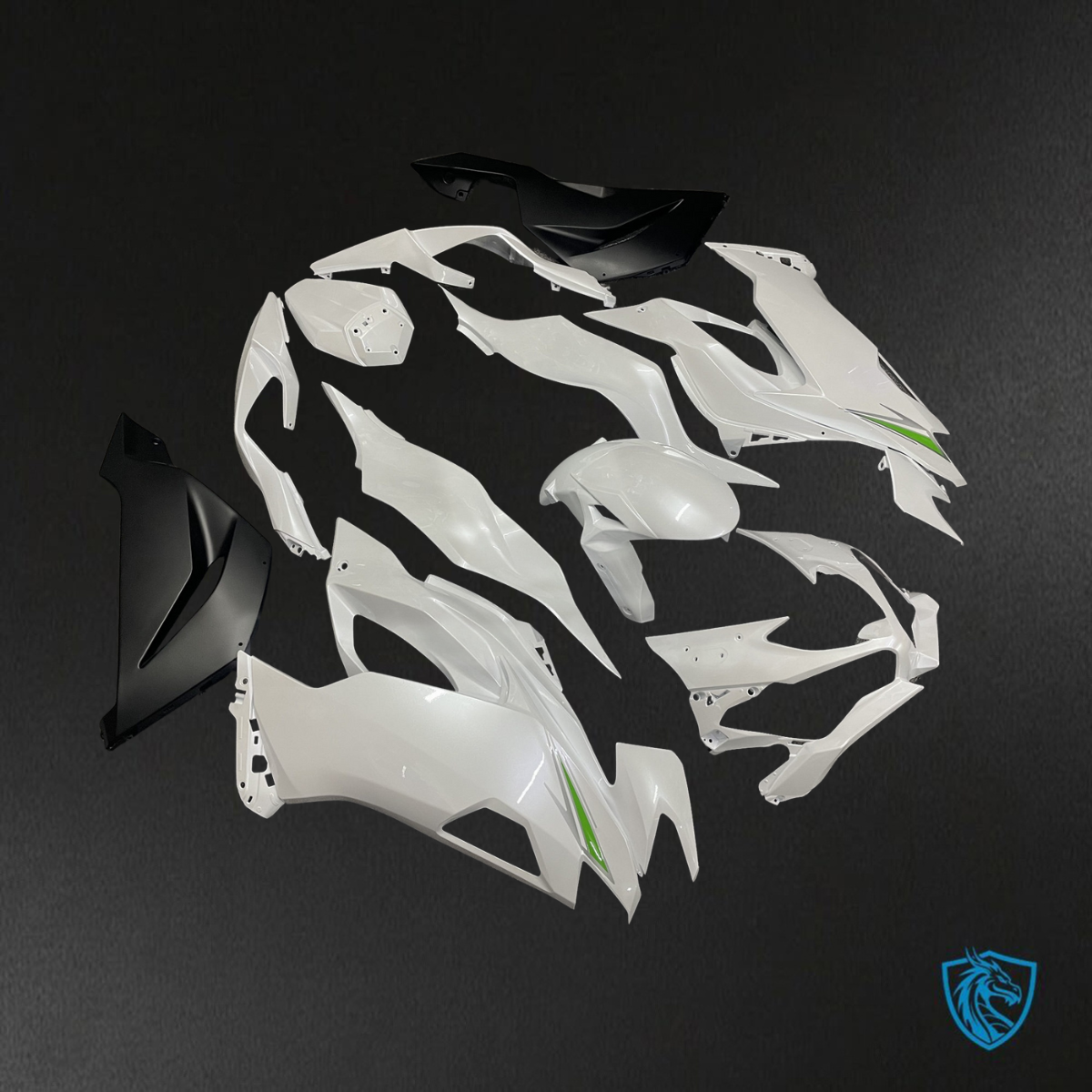 Kawasaki ZX6R (2019-2023) Pearl White & Matte Black - Replacement Motorcycle Fairings Kit