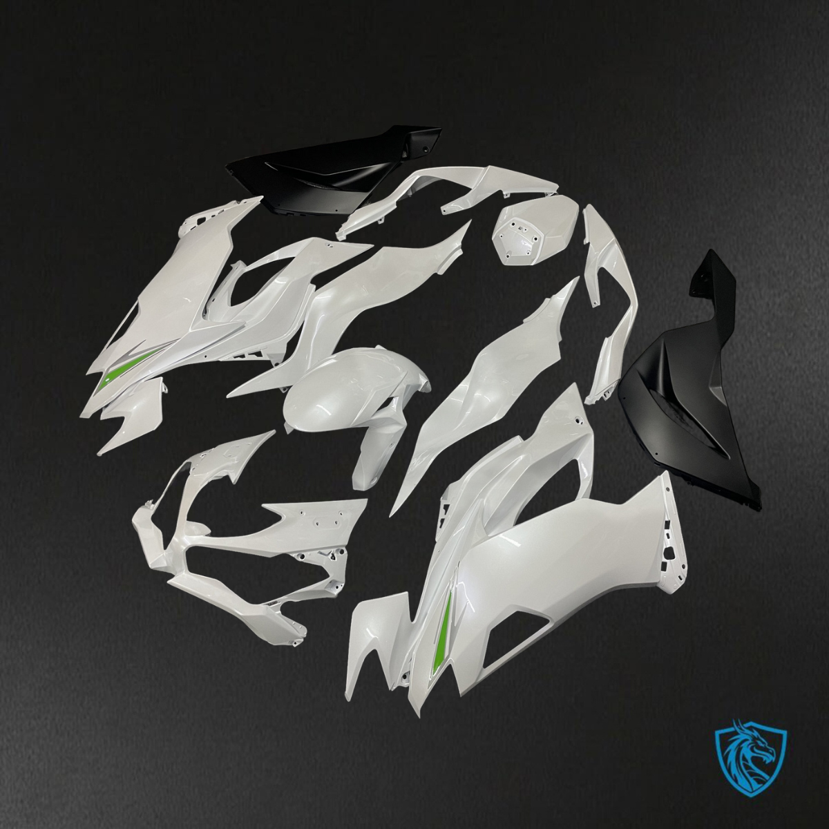 Kawasaki ZX6R (2019-2023) Pearl White & Matte Black - Replacement Motorcycle Fairings Kit