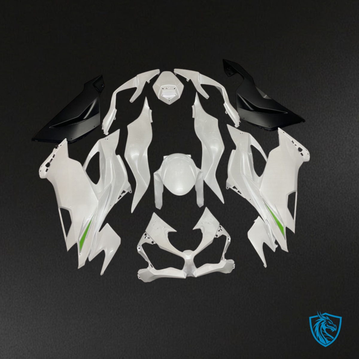 Kawasaki ZX6R (2019-2023) Pearl White & Matte Black - Custom ABS Fairing Kit