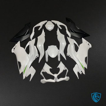 Kawasaki ZX6R (2019-2023) Pearl White & Matte Black - Custom ABS Fairing Kit