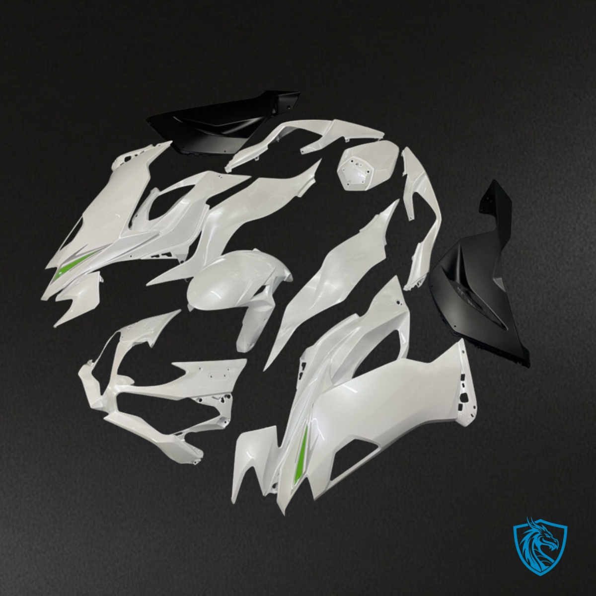 Kawasaki ZX6R (2019-2023) Pearl White & Matte Black - Custom ABS Fairing Kit