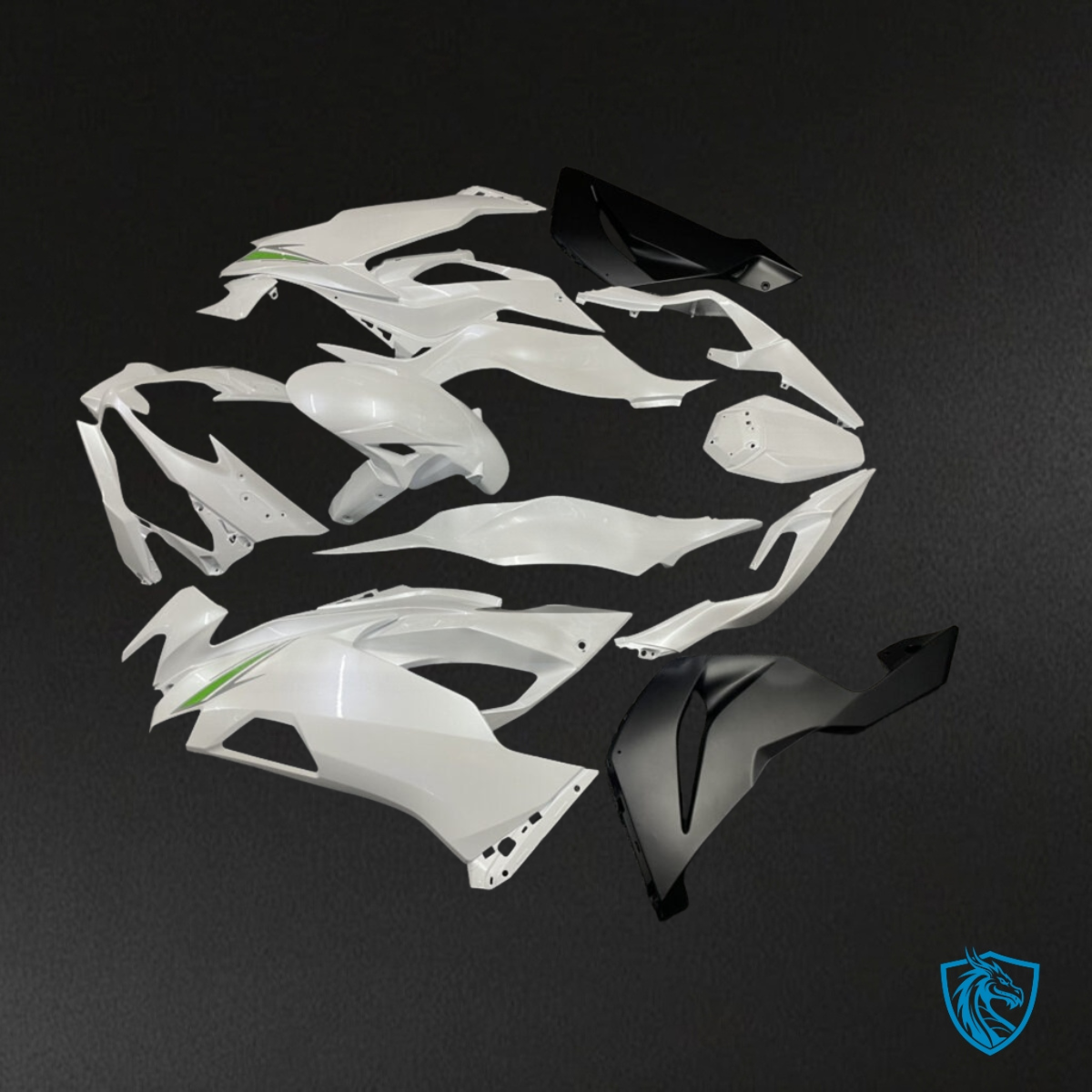 Kawasaki ZX6R (2019-2023) Pearl White & Matte Black - Custom ABS Fairing Kit