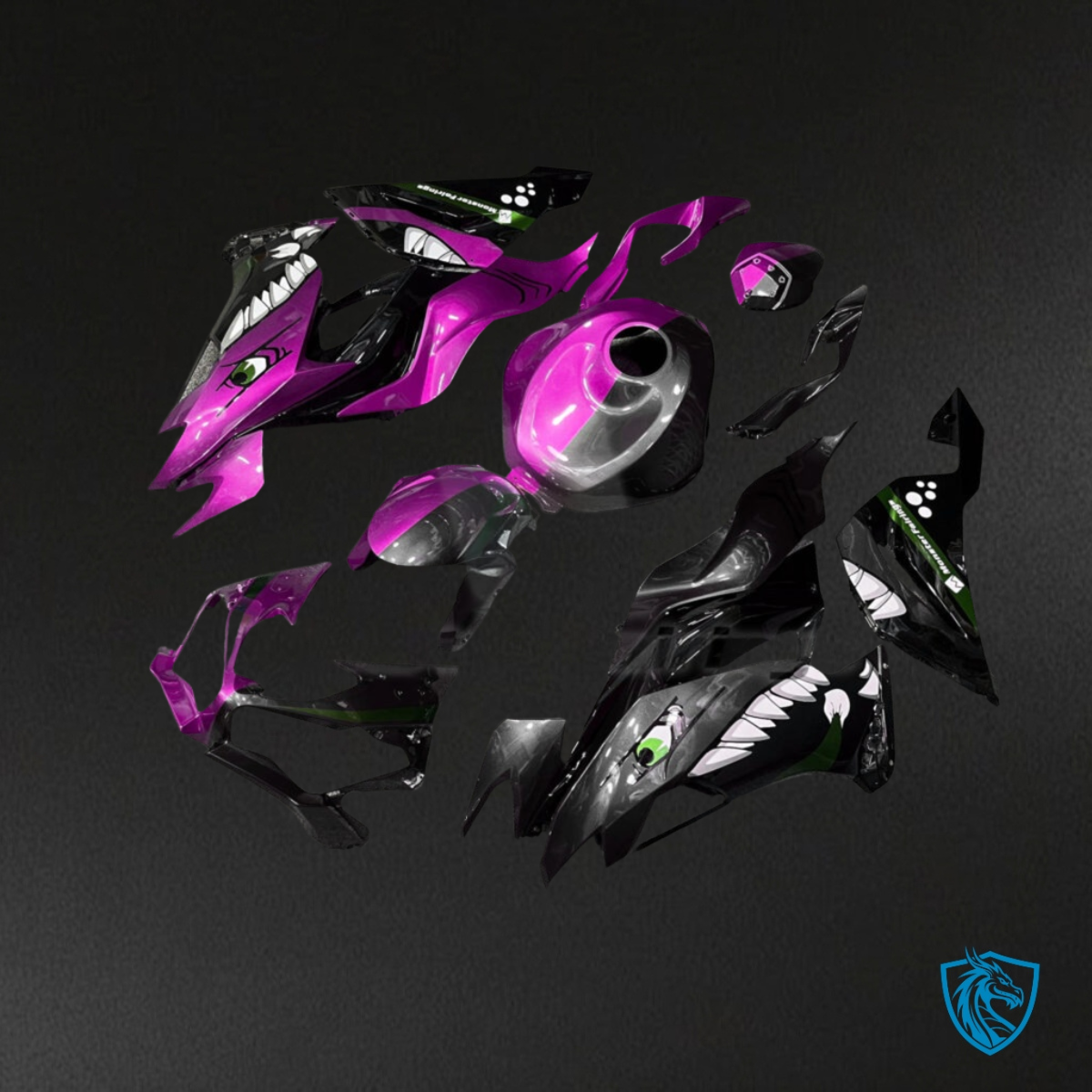 Kawasaki ZX6R (2019-2023) Pink & Black Shark - Custom ABS Fairing Kit