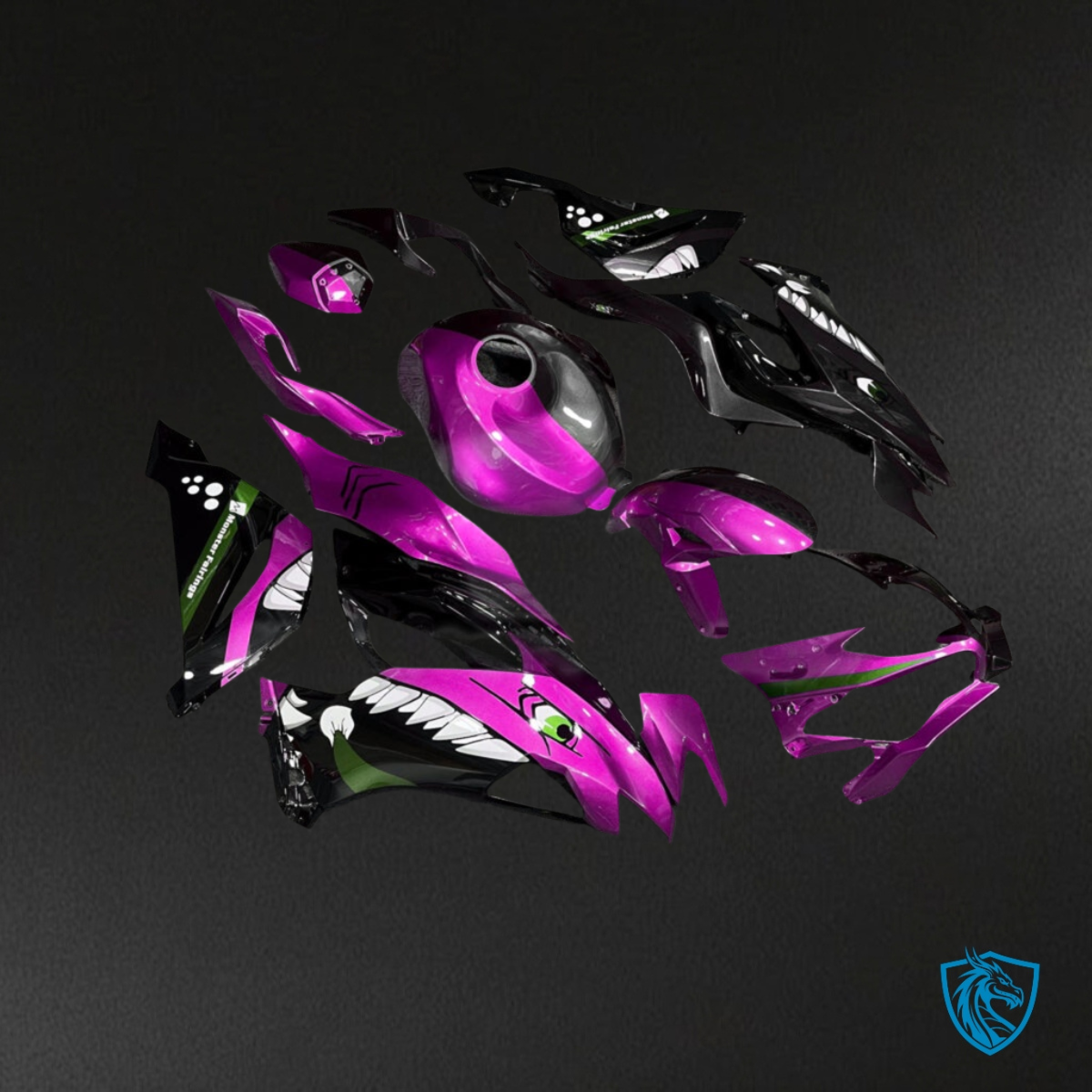 Kawasaki ZX6R (2019-2023) Pink & Black Shark - Custom ABS Fairing Kit