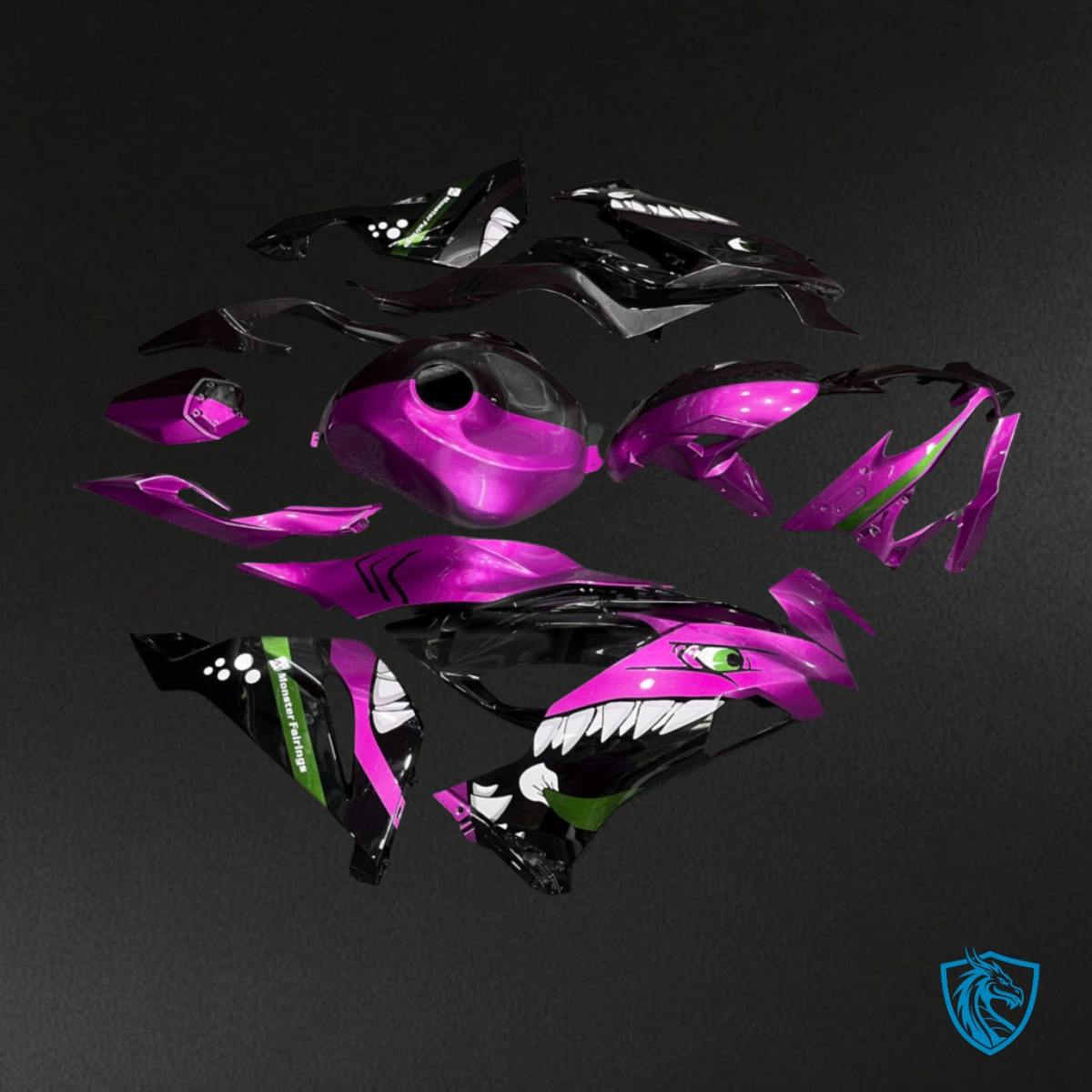 Kawasaki ZX6R (2019-2023) Pink & Black Shark - Custom ABS Fairing Kit