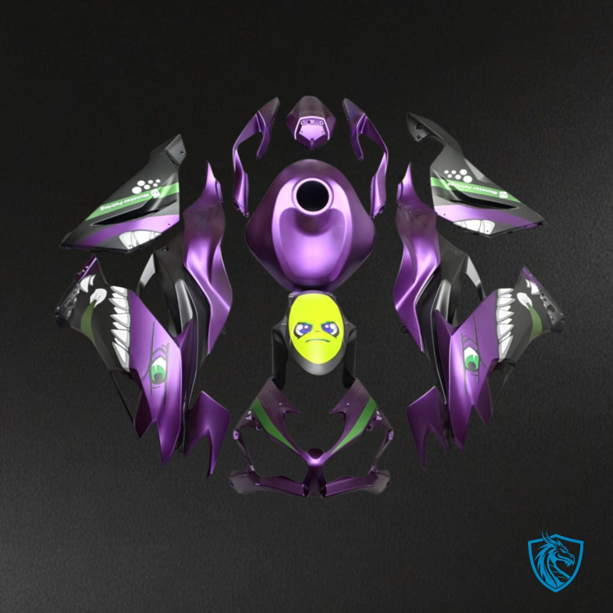 Kawasaki ZX6R (2019-2023) Purple & Black Shark - MERGEment Motorcycle Fairings Kit
