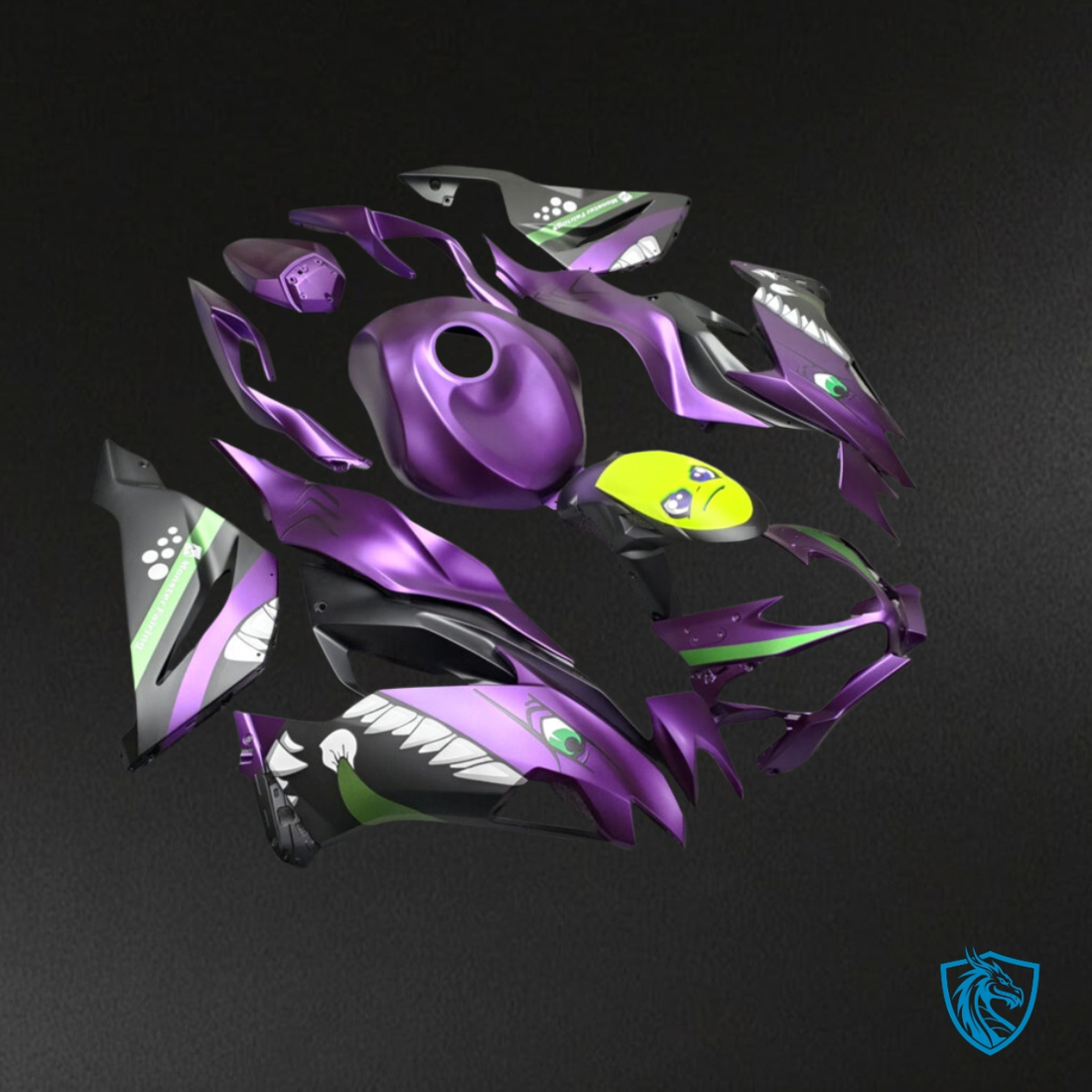 Kawasaki ZX6R (2019-2023) Purple & Black Shark - MERGEment Motorcycle Fairings Kit