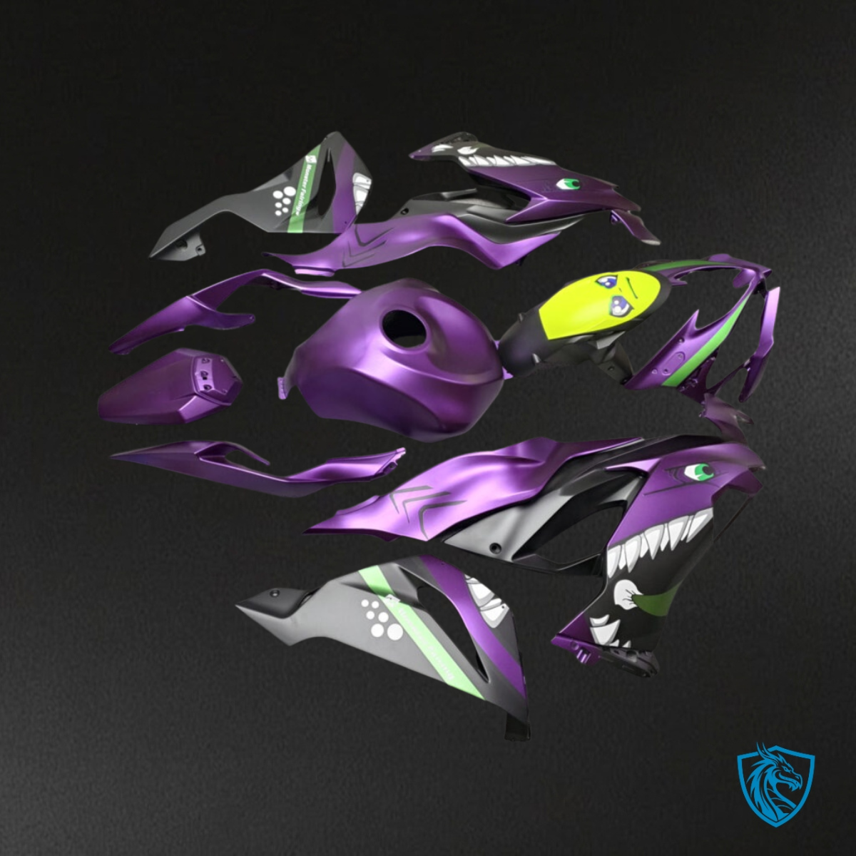 Kawasaki ZX6R (2019-2023) Purple & Black Shark - MERGEment Motorcycle Fairings Kit