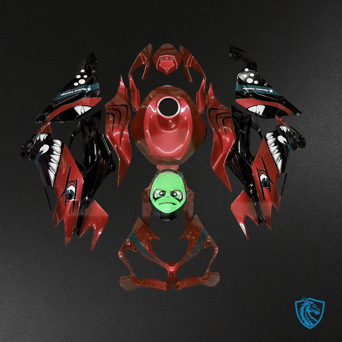 Kawasaki ZX6R (2019-2023) Red Rossi Shark Fairings Kit - Aftermarket ABS Bodywork