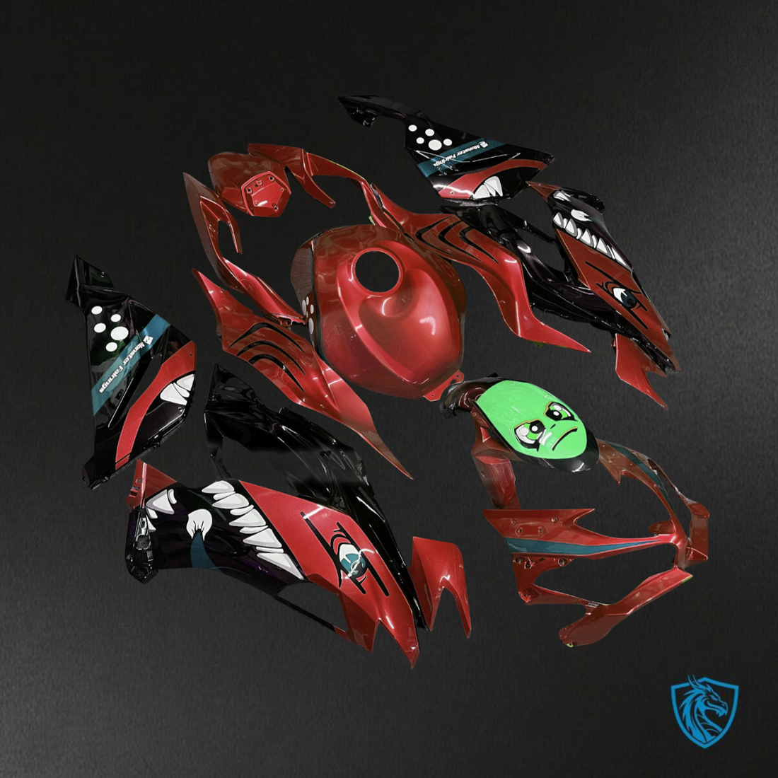 Kawasaki ZX6R (2019-2023) Red Rossi Shark Fairings Kit - Aftermarket ABS Bodywork