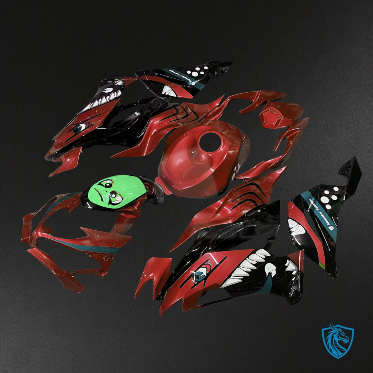 Kawasaki ZX6R (2019-2023) Red Rossi Shark Fairings Kit - Aftermarket ABS Bodywork