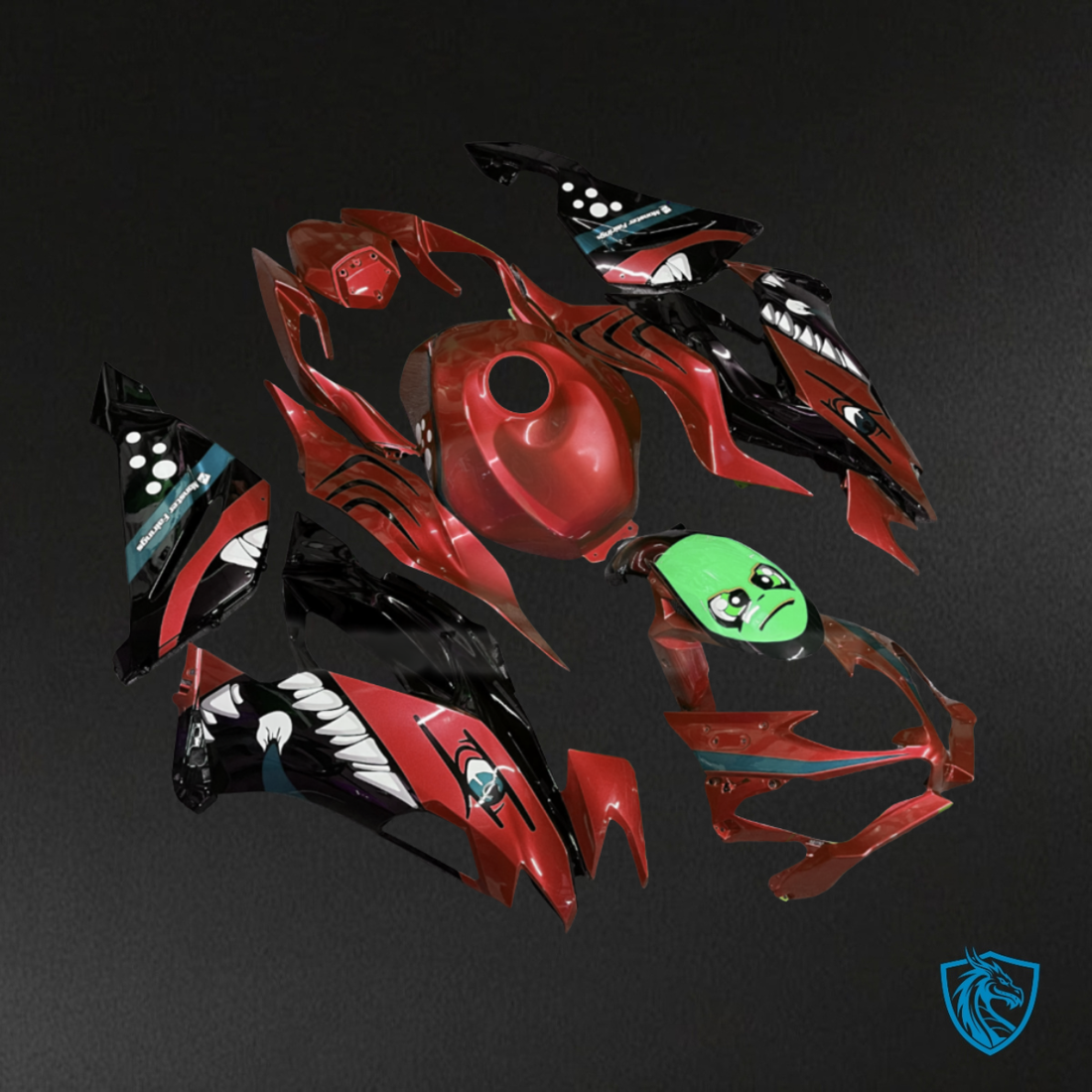 Kawasaki ZX6R (2019-2023) Red & Green Rossi Shark Fairing Kit - Aftermarket ABS Bodywork