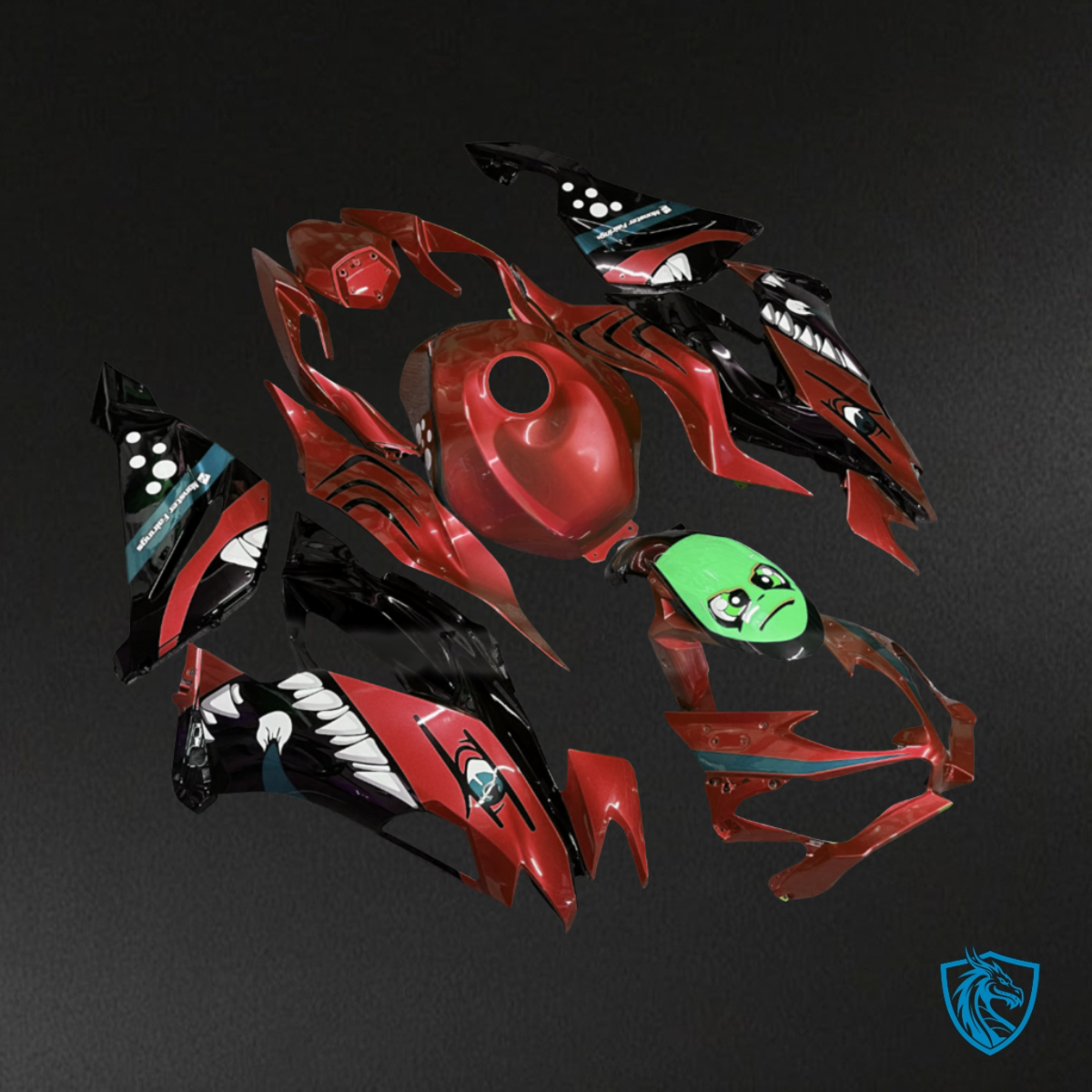 Kawasaki ZX6R (2019-2023) Red & Green Rossi Shark Fairing Kit - Aftermarket ABS Bodywork