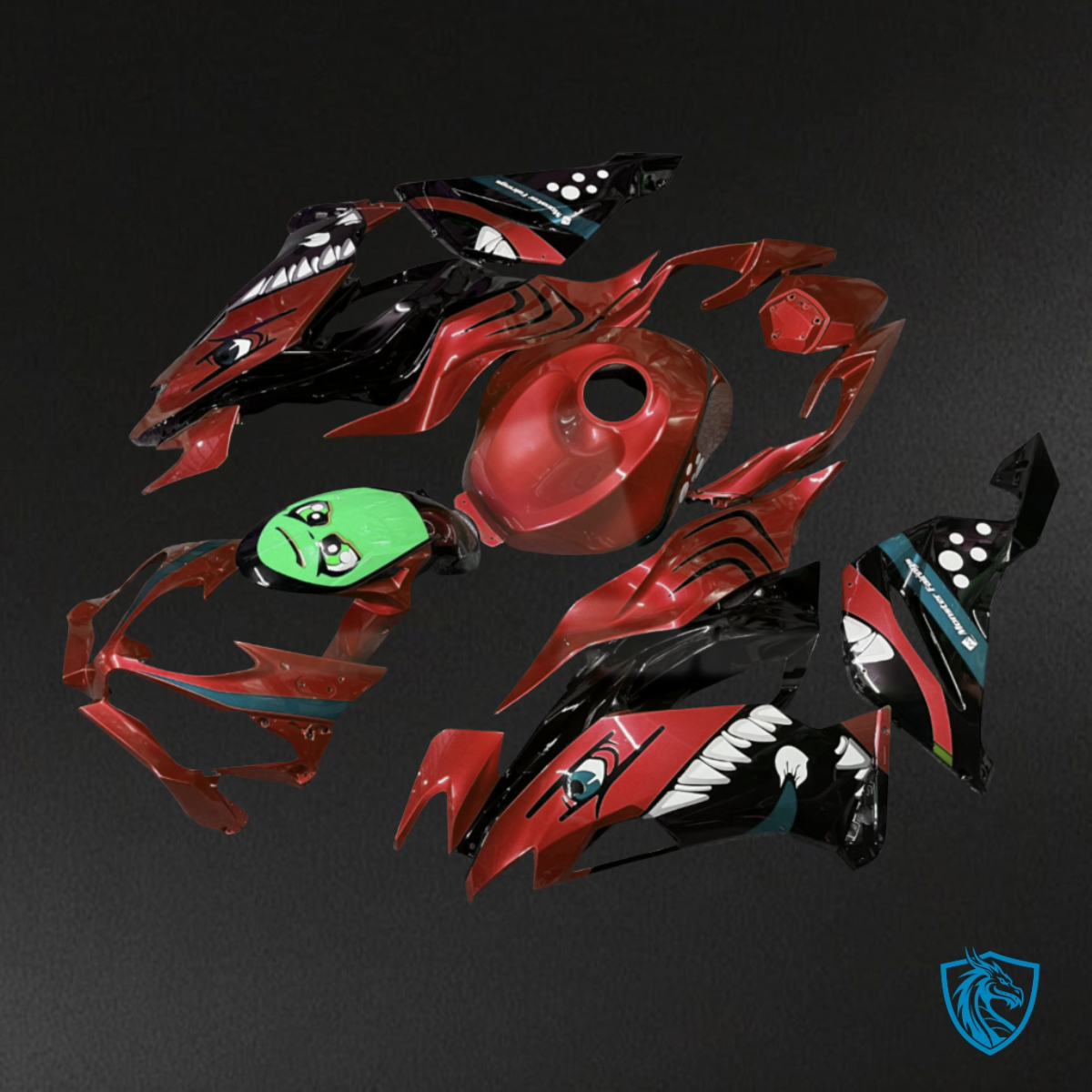 Kawasaki ZX6R (2019-2023) Red & Green Rossi Shark Fairing Kit - Aftermarket ABS Bodywork