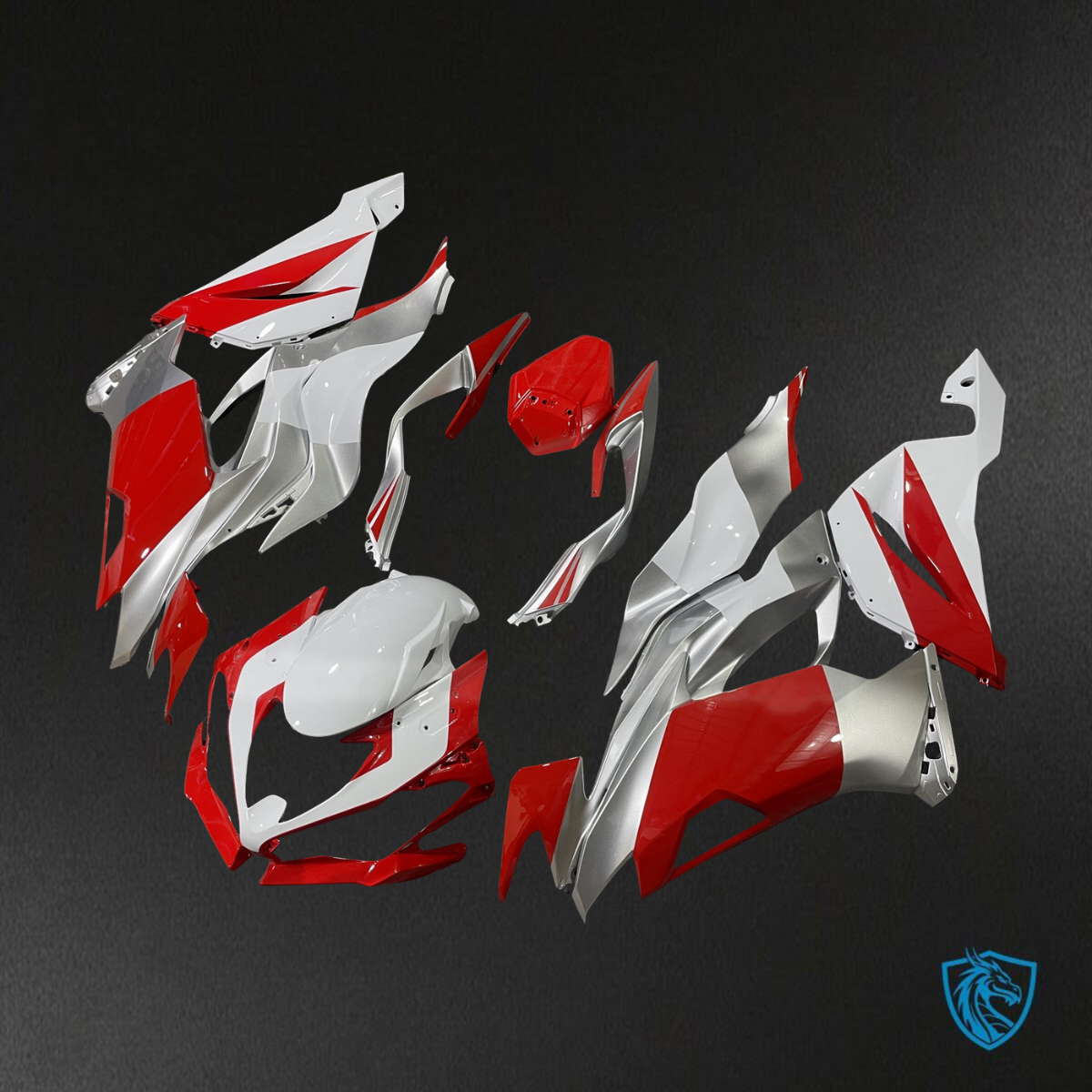 Kawasaki ZX6R (2019-2023) Red, White & Silver - Custom ABS Fairing Kit