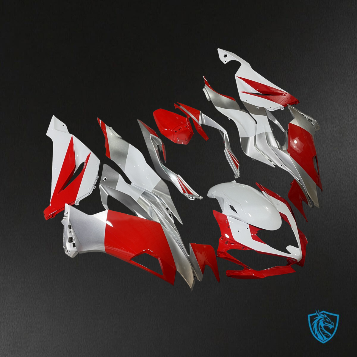 Kawasaki ZX6R (2019-2023) Red, White & Silver - Custom ABS Fairing Kit