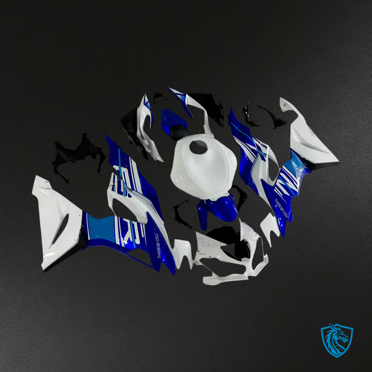 Kawasaki ZX6R (2019-2023) White & Blue - Fairing Kit
