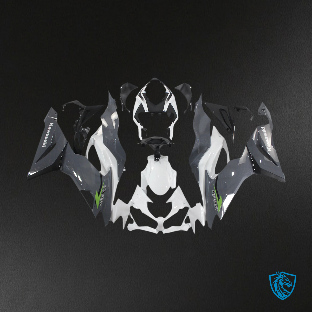 Kawasaki ZX6R (2019-2023) White & Gray - Fairing Kit