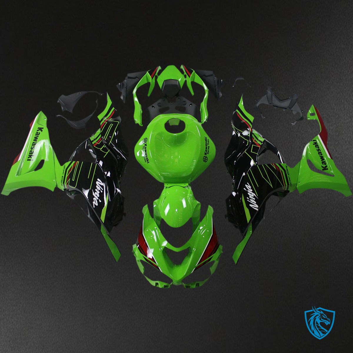 Kawasaki ZX6R (2024-2025) Black & Green - Fairing Kit