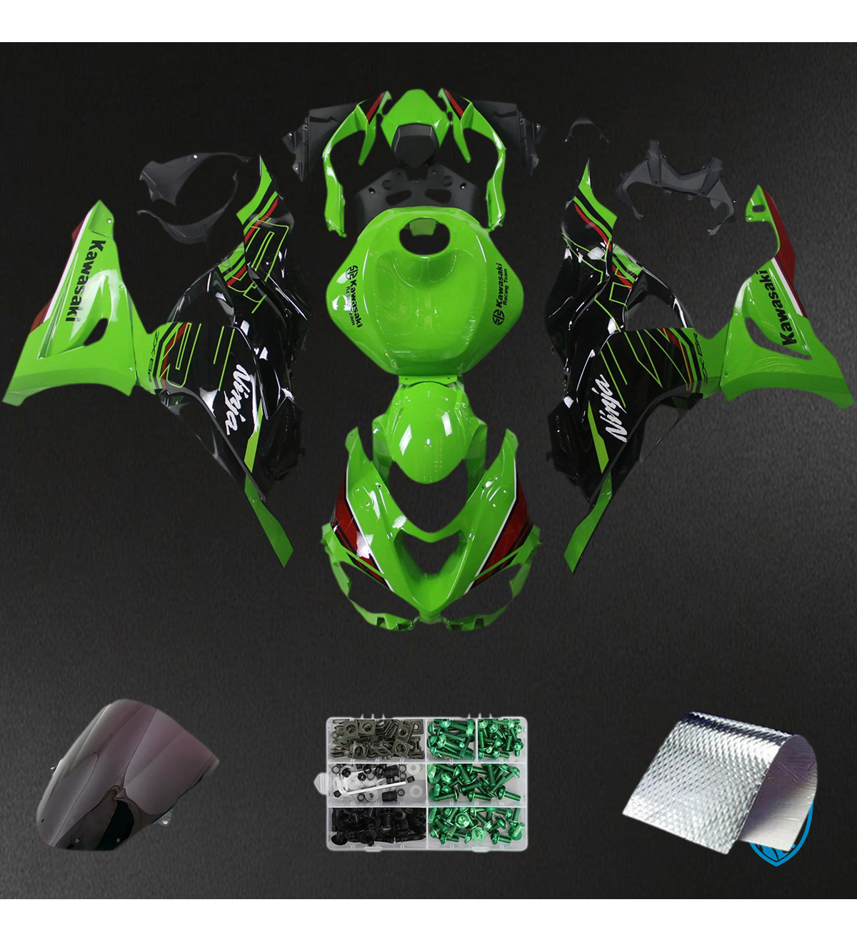 Kawasaki ZX6R (2024-2025) Black & Green - Fairing Kit