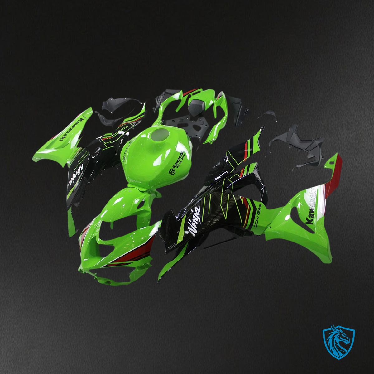 Kawasaki ZX6R (2024-2025) Black & Green - Fairing Kit