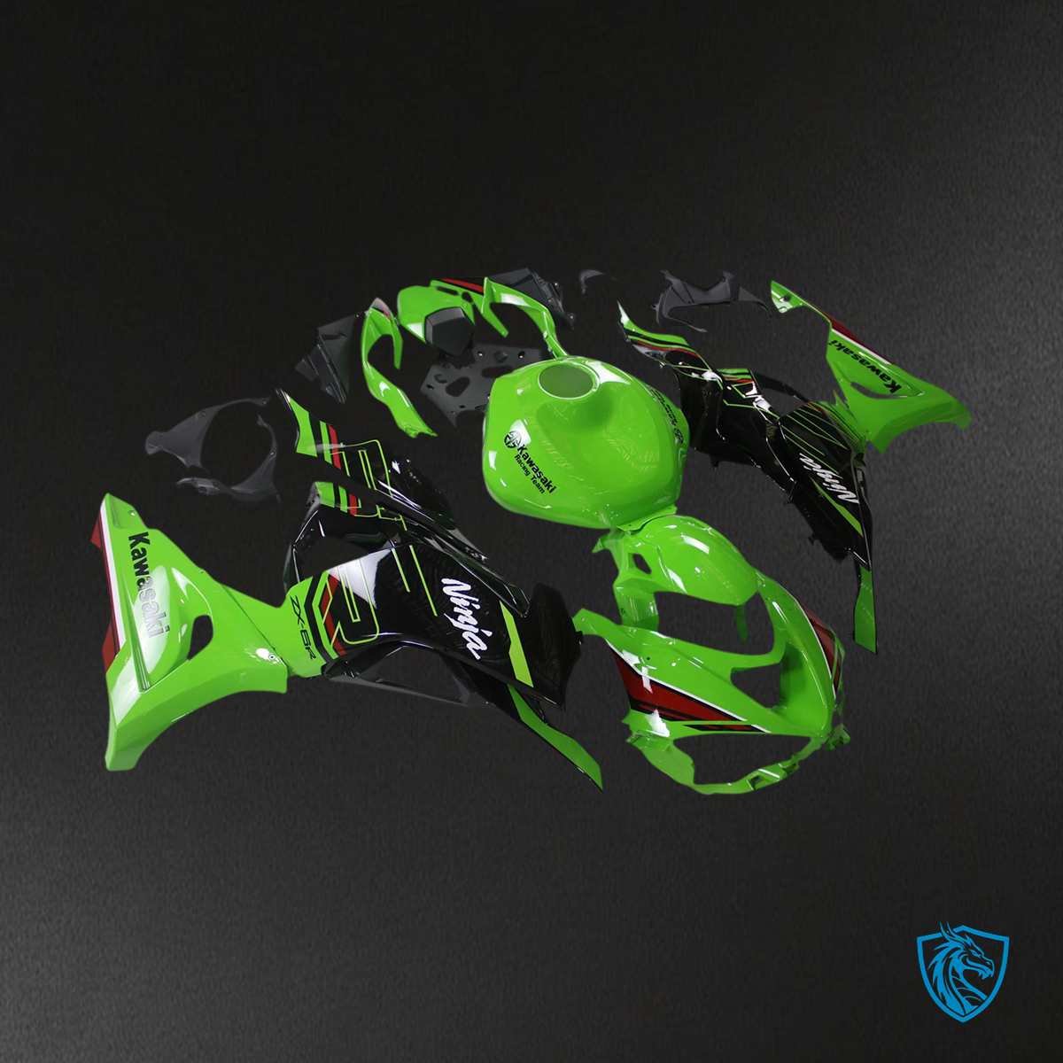 Kawasaki ZX6R (2024-2025) Black & Green - Fairing Kit