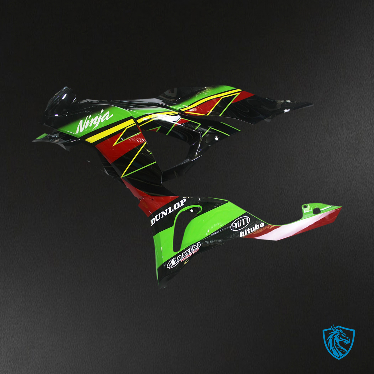 Kawasaki ZX6R (2024-2025) Black, Green & Red - Fairing Kit
