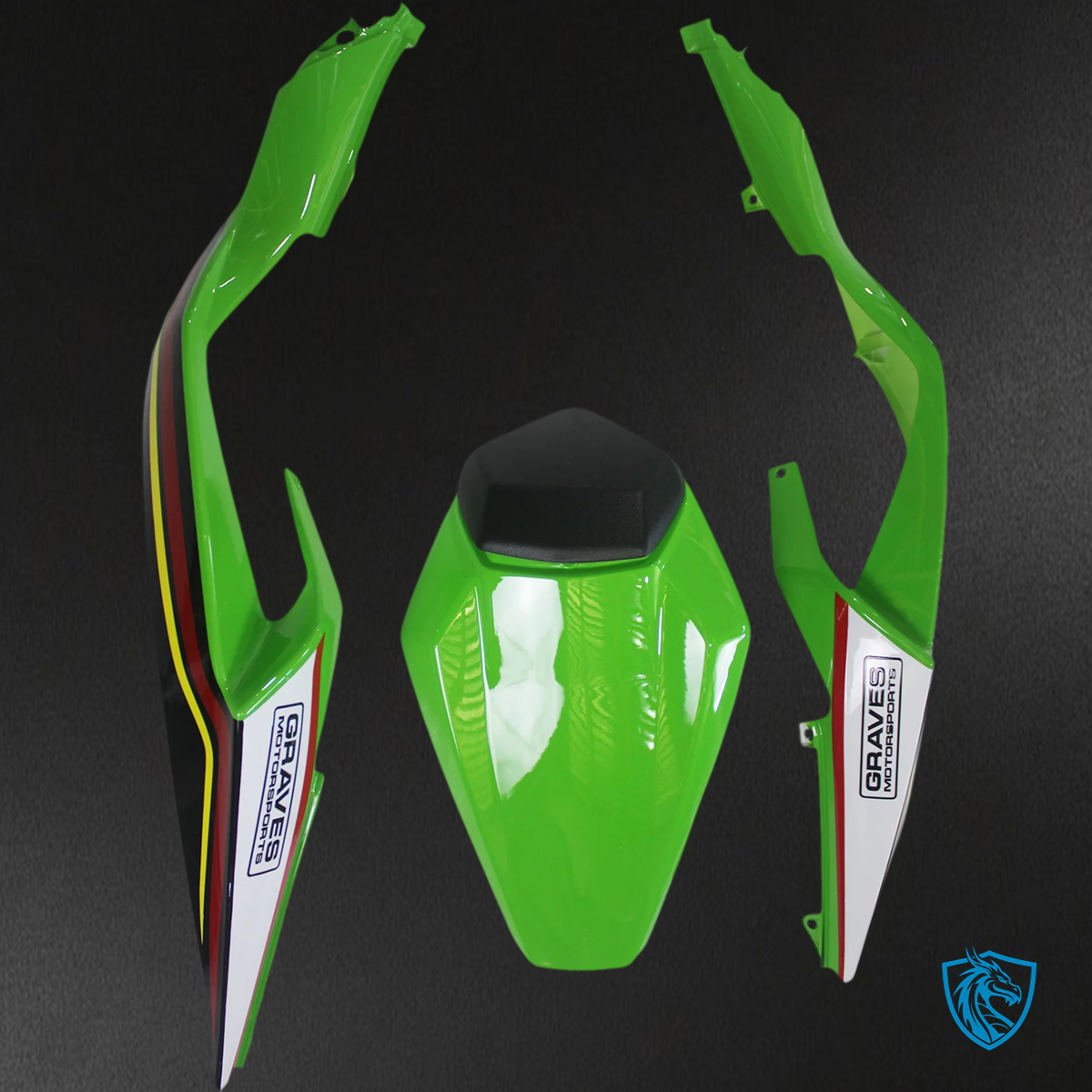 Kawasaki ZX6R (2024-2025) Black, Green & Red - Fairing Kit
