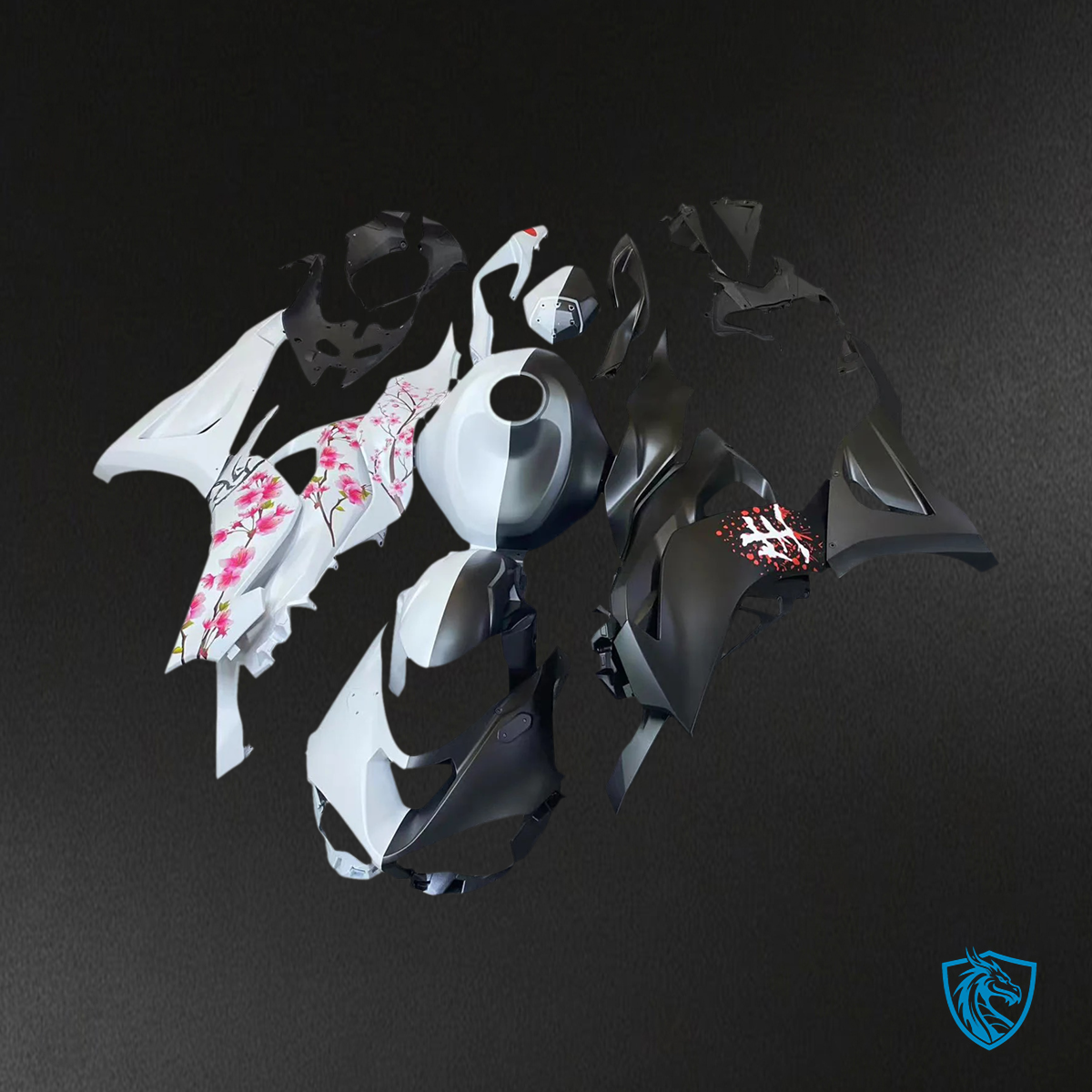 Kawasaki ZX6R (2024-2025) White & Black - Fairing Kit