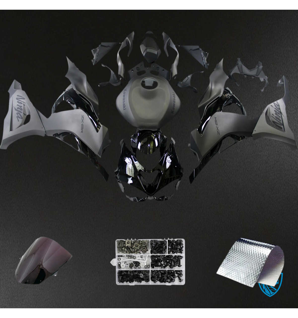 Kawasaki ZX6R (2024-2025) Gray & Matte Black - Fairing Kit