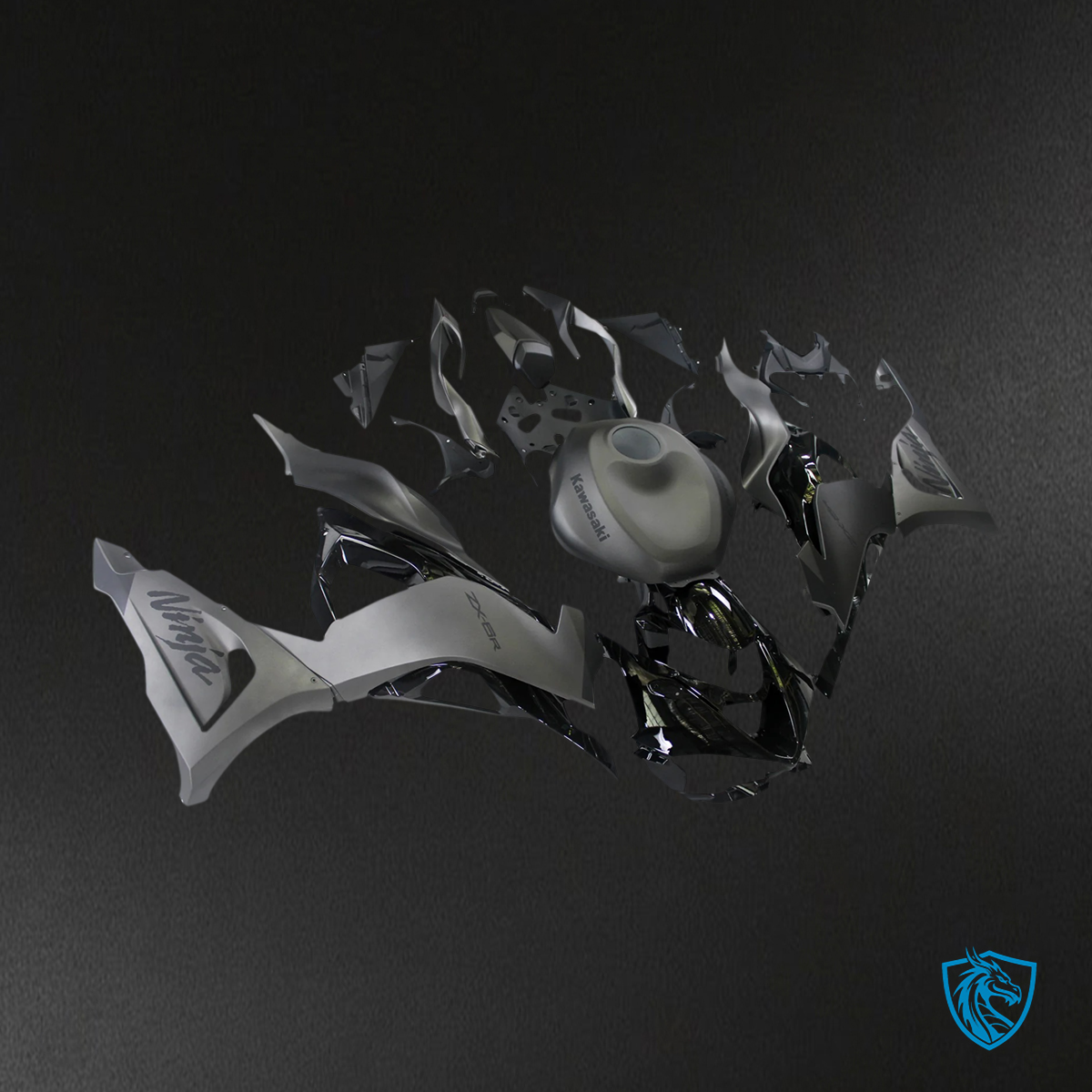 Kawasaki ZX6R (2024-2025) Gray & Matte Black - Fairing Kit