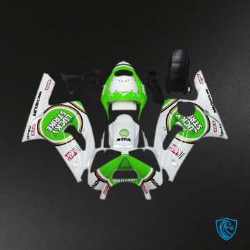 Kawasaki ZX6R (2003-2004) Green Lucky Strike - MERGEment Motorcycle Fairings Kit