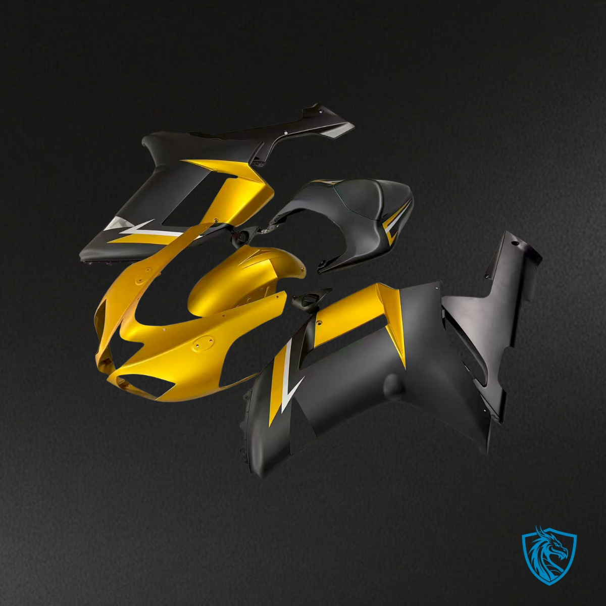 Kawasaki ZX6R (2007-2008) Matte Gold, Black & White ABS Bodywork - Fairings Kit