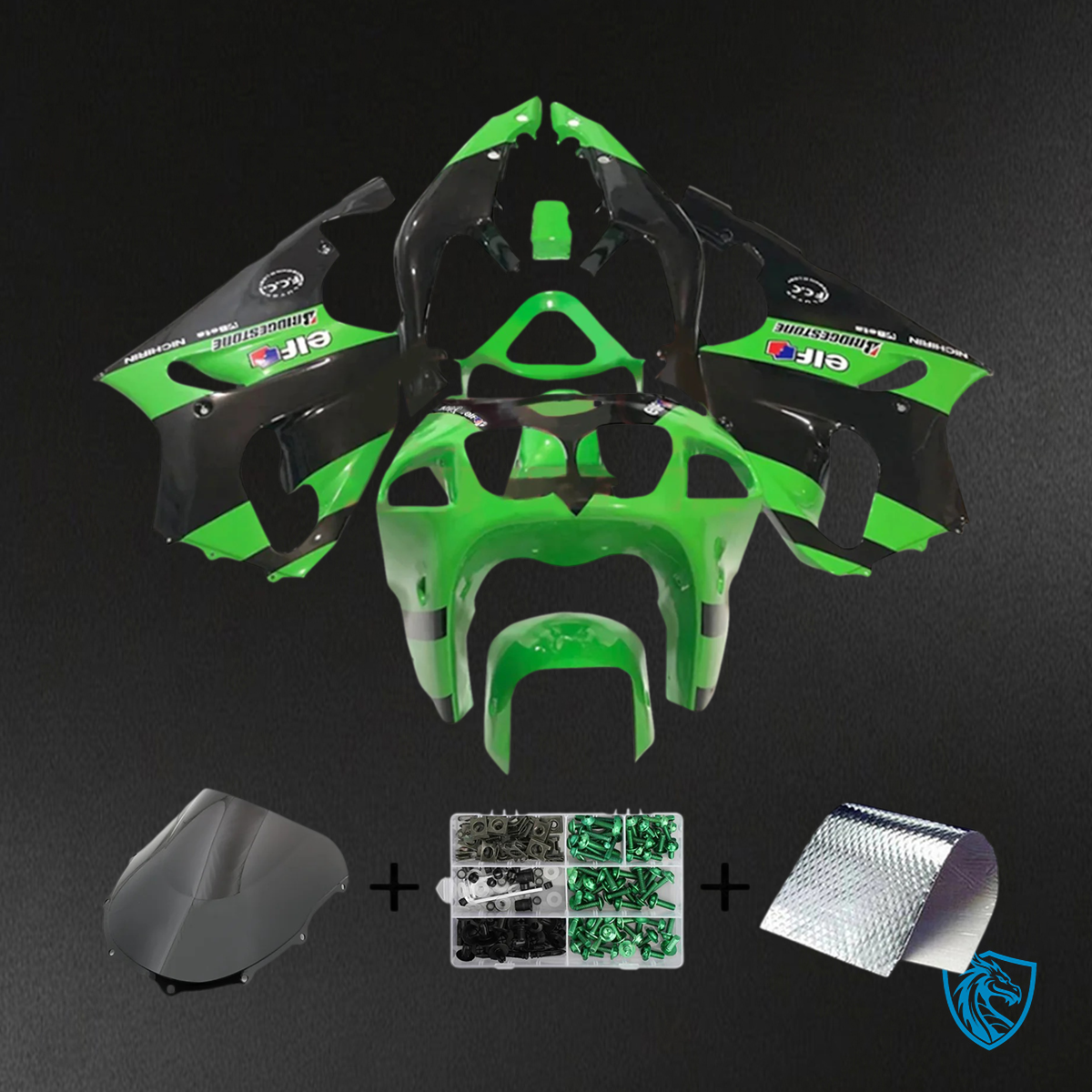 Kawasaki ZX7R (1996-2003) Black & Green - Fairing Kit