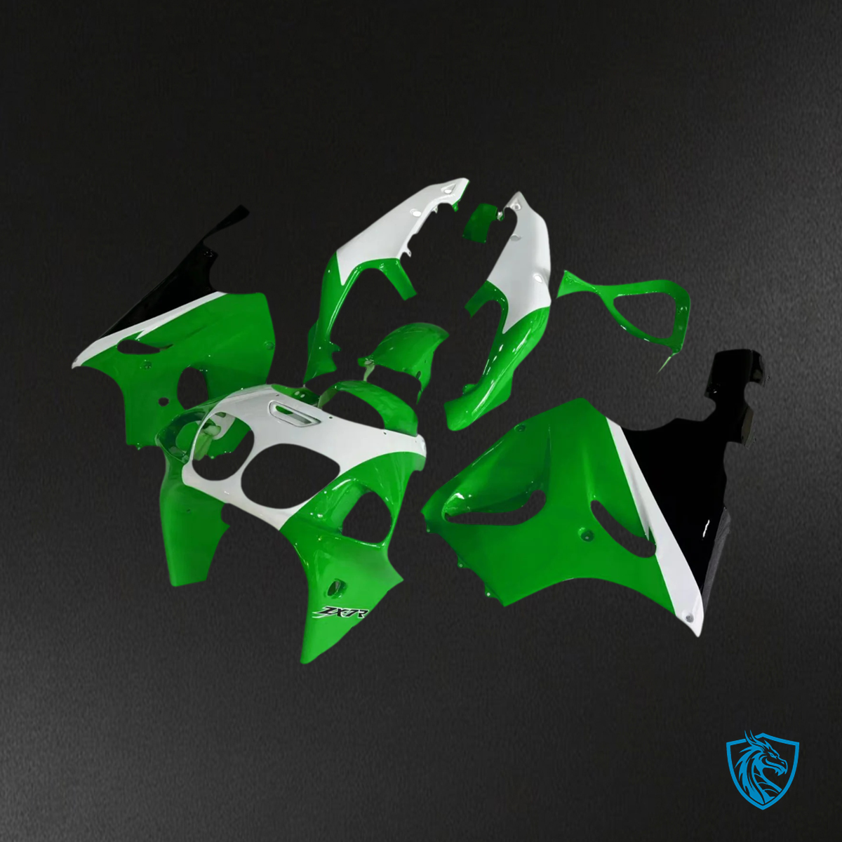 Kawasaki ZX7R (1996-2003) Black, Green & White - Fairing Kit