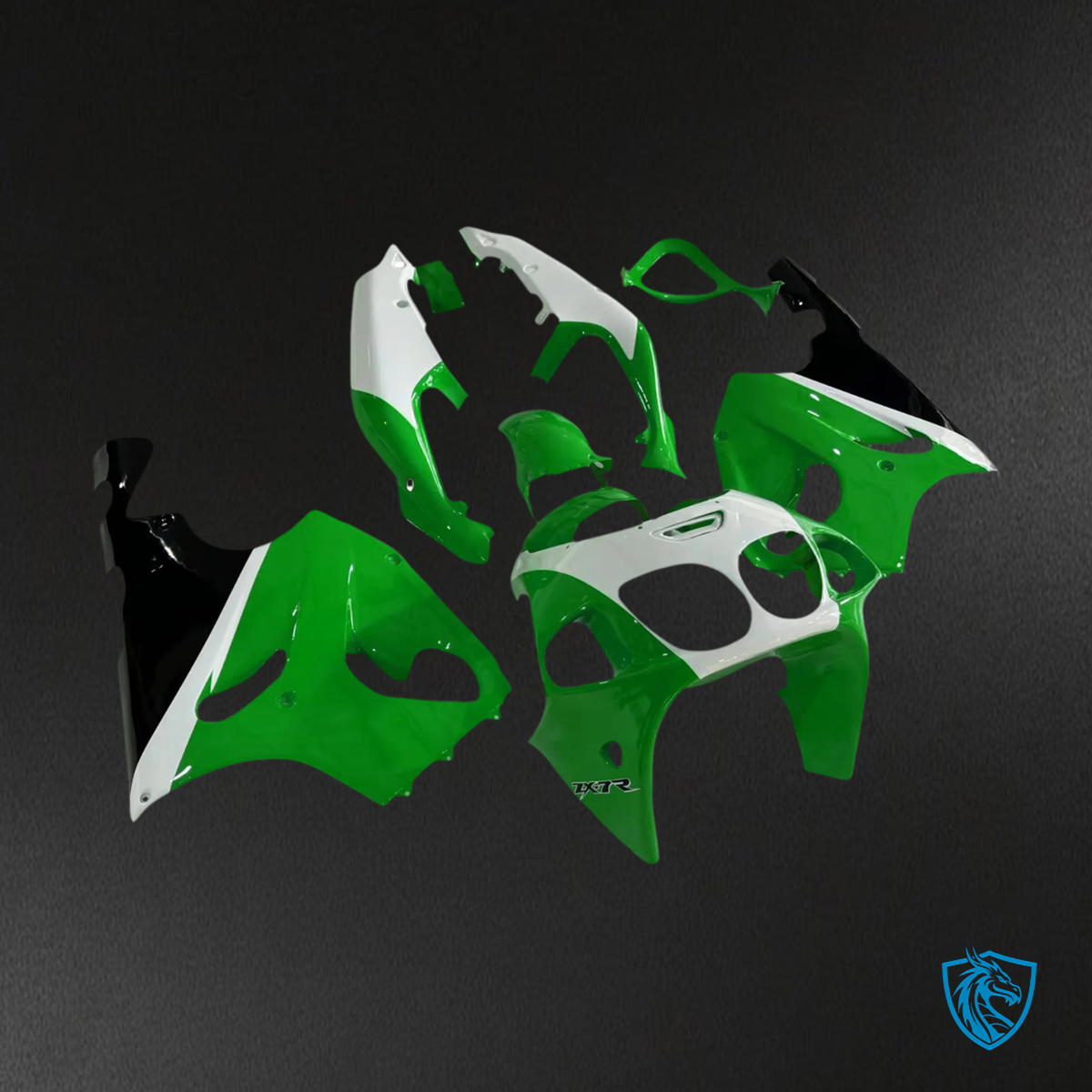 Kawasaki ZX7R (1996-2003) Black, Green & White - Fairing Kit