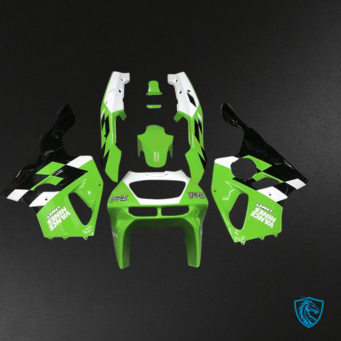 Kawasaki ZX7R (1996-2003) Green, Black & White - Fairing Kit