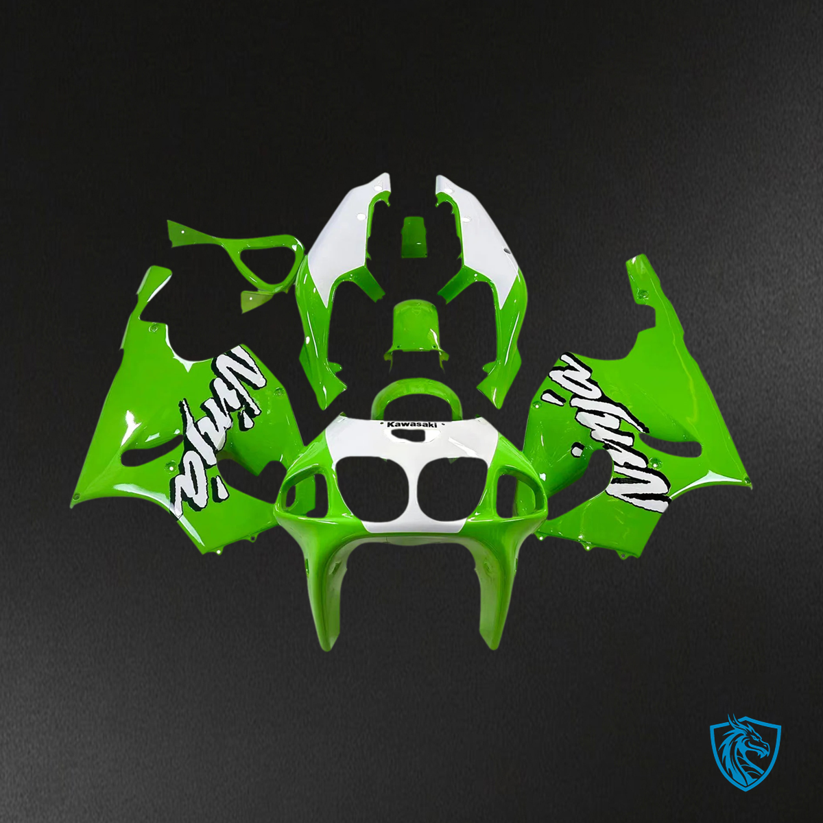 Kawasaki ZX7R (1996-2003) Green & White Logo - Fairing Kit
