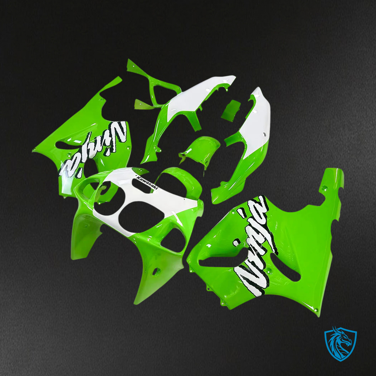 Kawasaki ZX7R (1996-2003) Green & White Logo - Fairing Kit