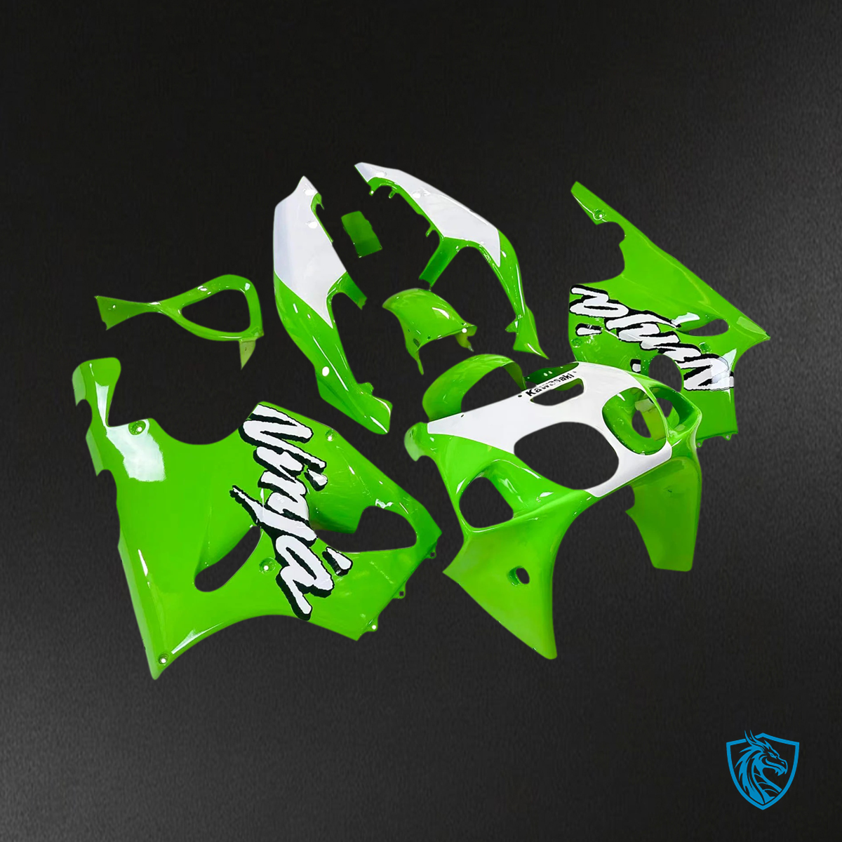 Kawasaki ZX7R (1996-2003) Green & White Logo - Fairing Kit