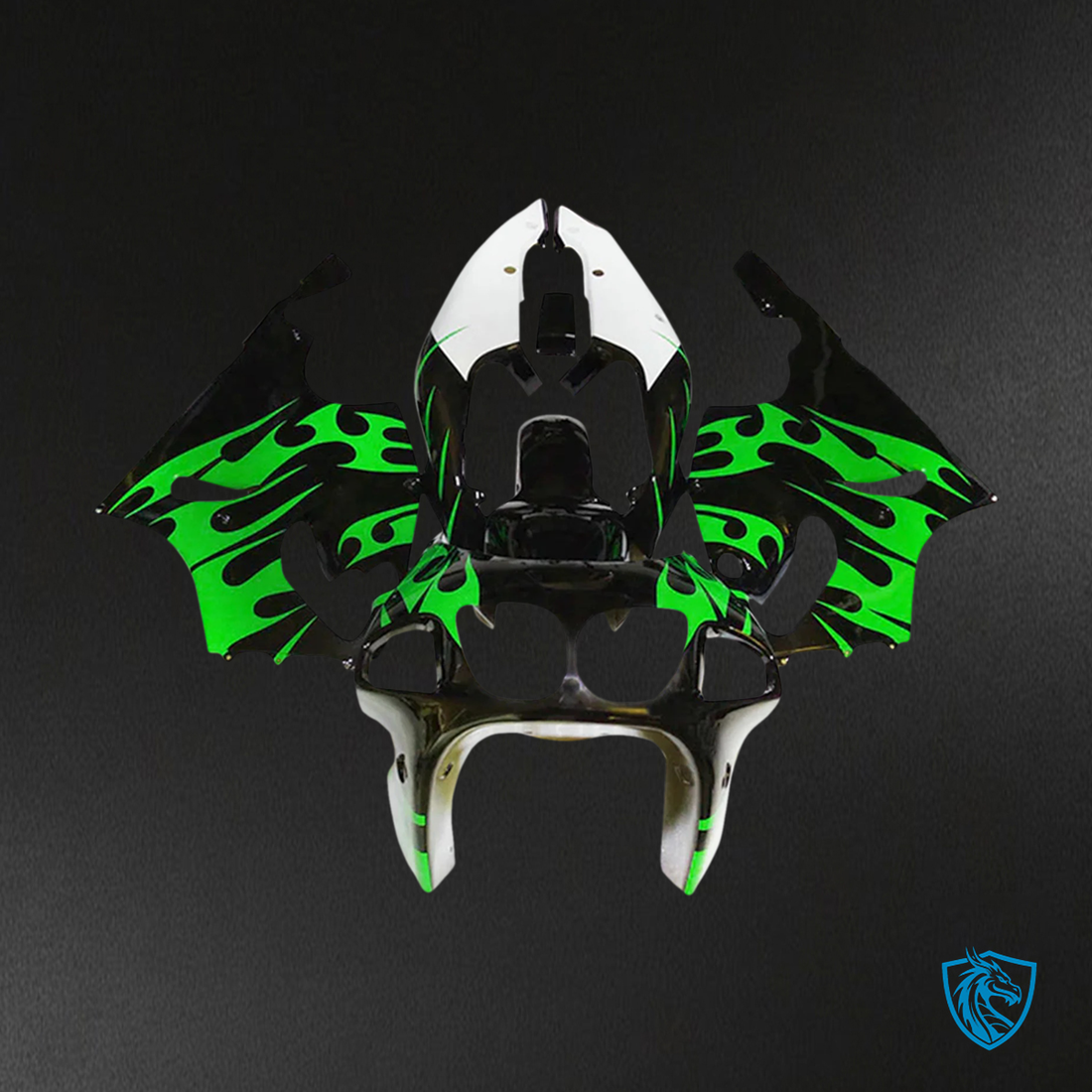 Kawasaki ZX7R (1996-2003) White, Black & Green -Fairing Kit