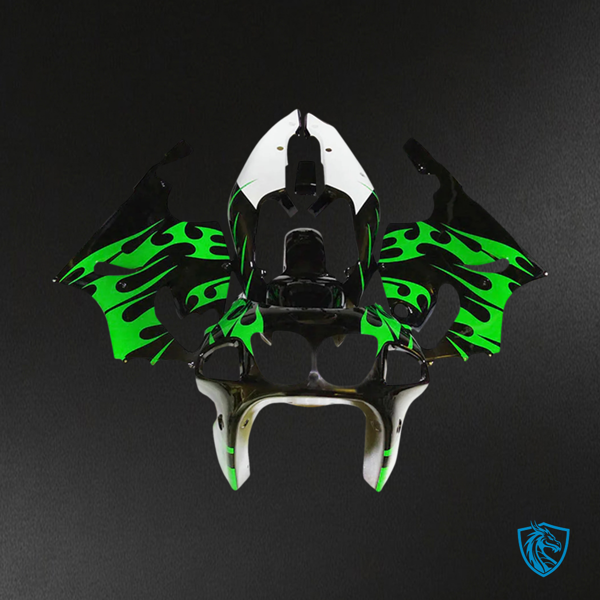 Kawasaki ZX7R (1996-2003) White, Black & Green -Fairing Kit
