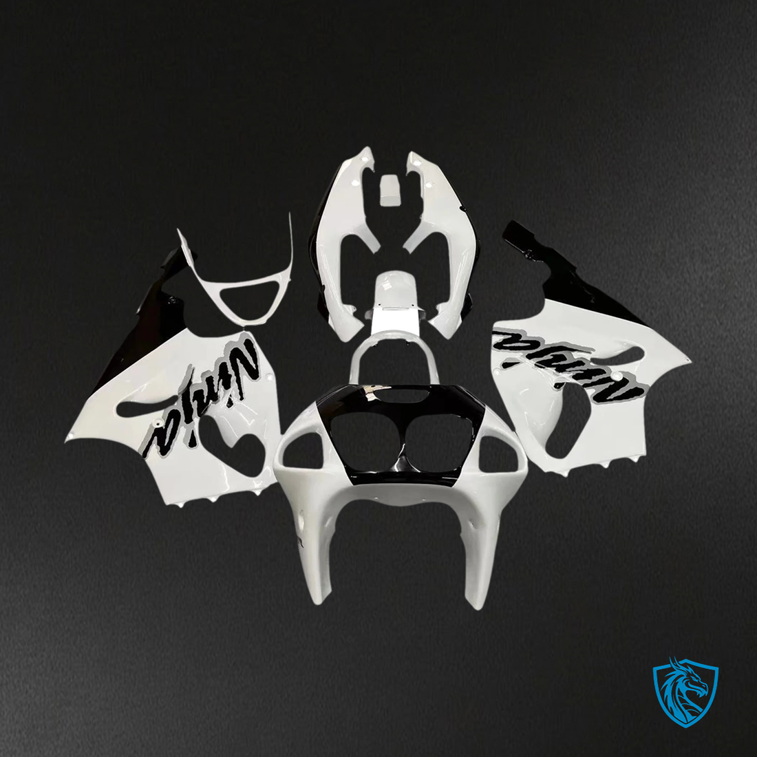 Kawasaki ZX7R (1996-2003) White & Black Logo - Fairing Kit