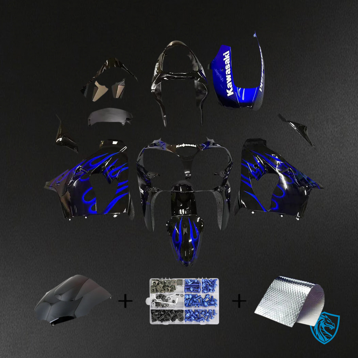 Kawasaki ZX9R (2000-2001) Blue & Black - Fairing Kit